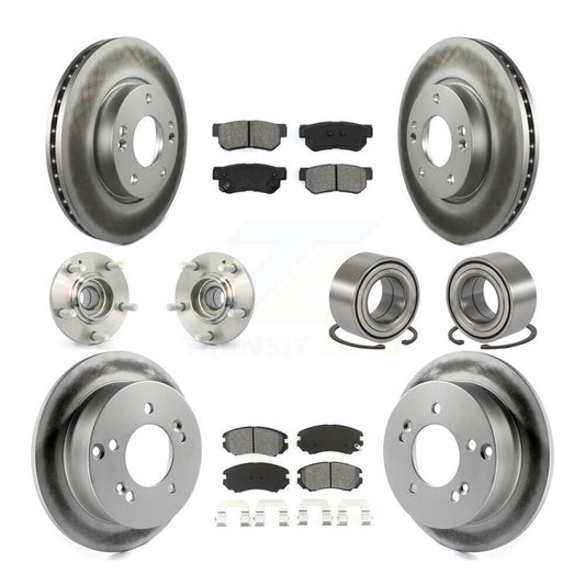 Hub Bearing Coated Brake Rotor Pads Front Rear Kit (10Pc) For Hyundai Tucson Kia