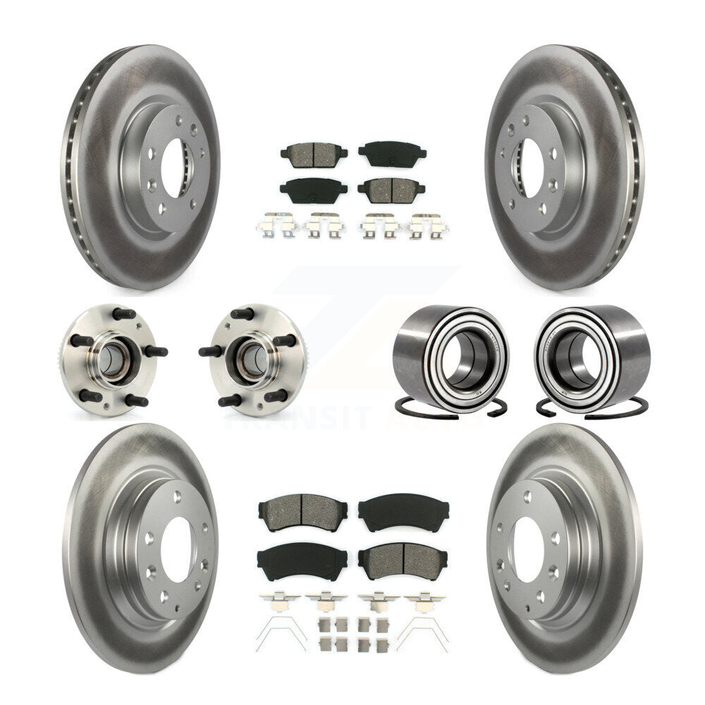 Hub Bearing Coated Brake Rotor Pad Front Rear Kit (10Pc) For Ford Fusion Mazda 6