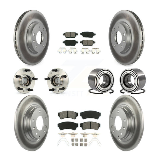 Hub Bearing Coated Brake Rotor Pad Front Rear Kit (10Pc) For Ford Fusion Mazda 6