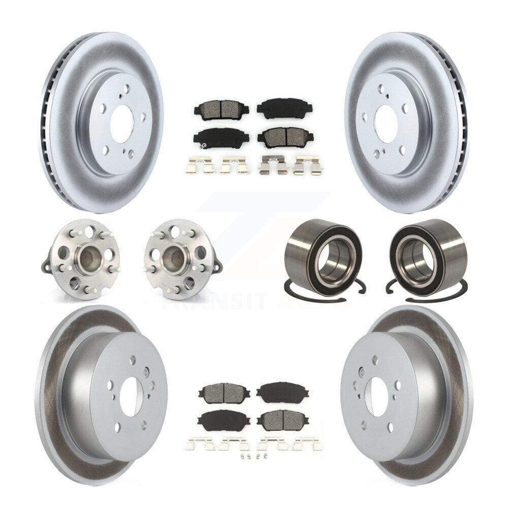 Hub Bearing Coated Brake Rotor & Pad Front Rear Kit (10Pc) For Toyota Sienna FWD