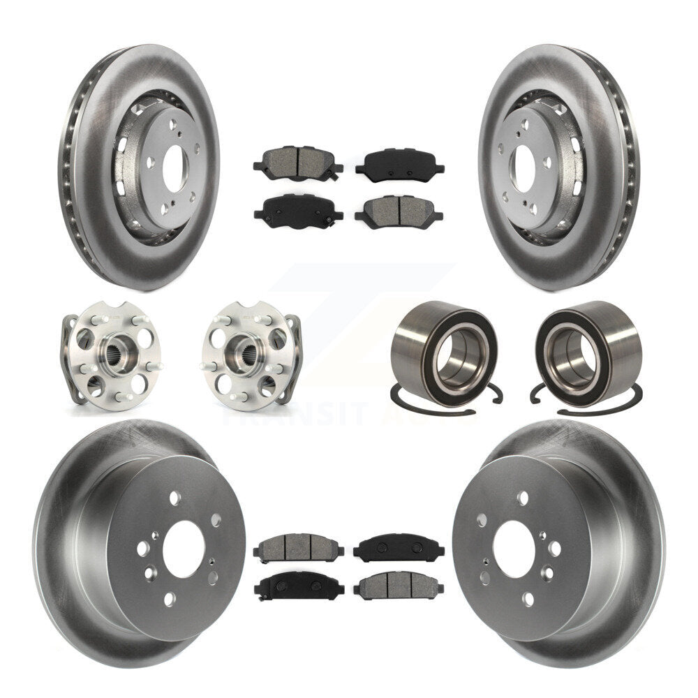 Hub Bearing Coated Brake Rotor & Pads Front Rear Kit (10Pc) For Toyota Venza AWD