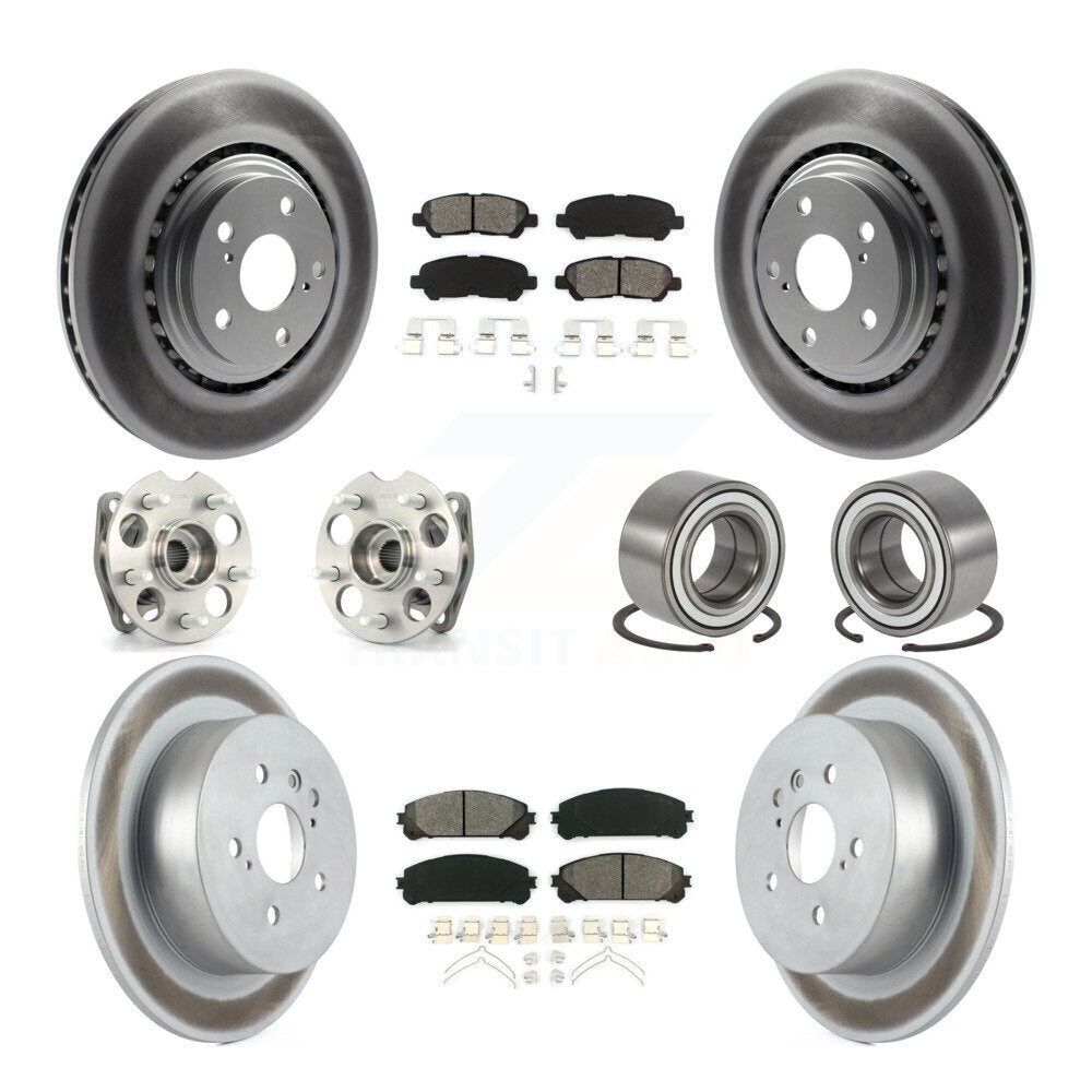 Hub Bearing Coat Brake Rotor Pad Front Rear Kit (10Pc) For Toyota Highlander AWD