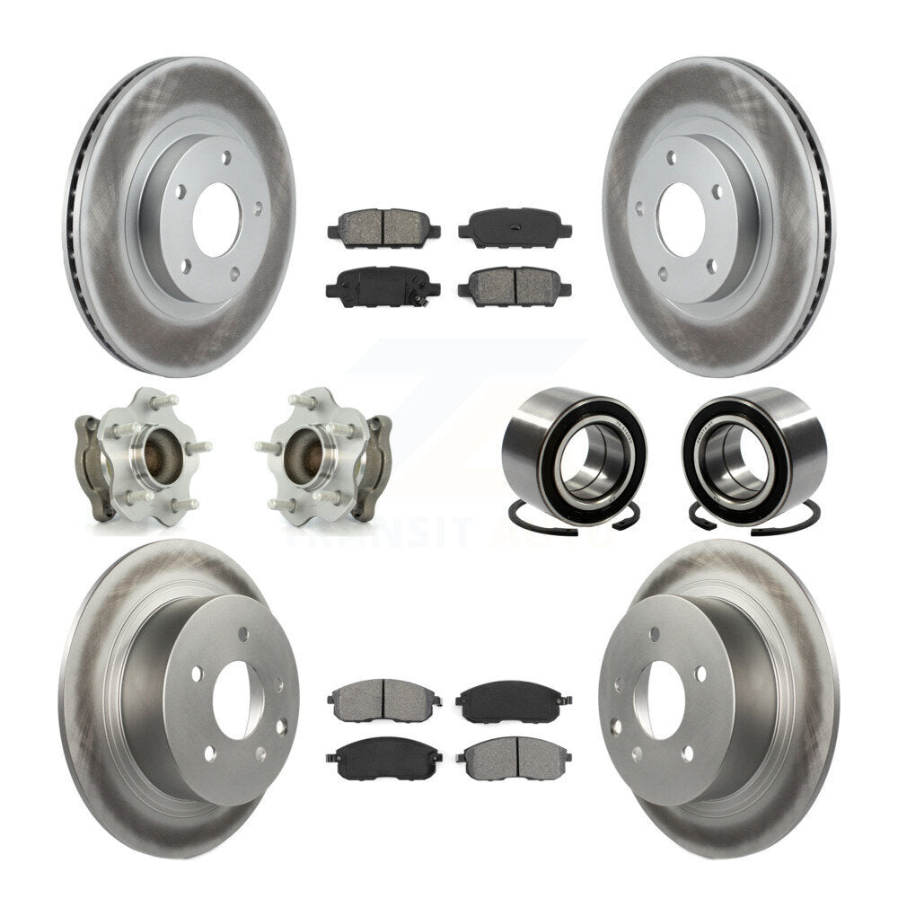 Hub Bearing Coated Disc Brake Rotor Pads Front Rear Kit (10Pc) For Nissan Altima