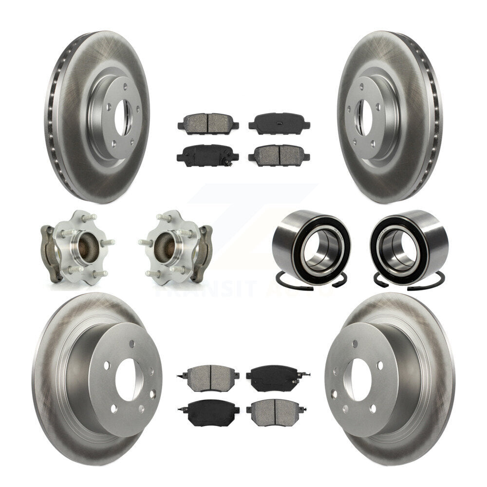 Hub Bearing Coat Brake Rotor Pads Front Rear Kit (10Pc) For Nissan Altima Maxima