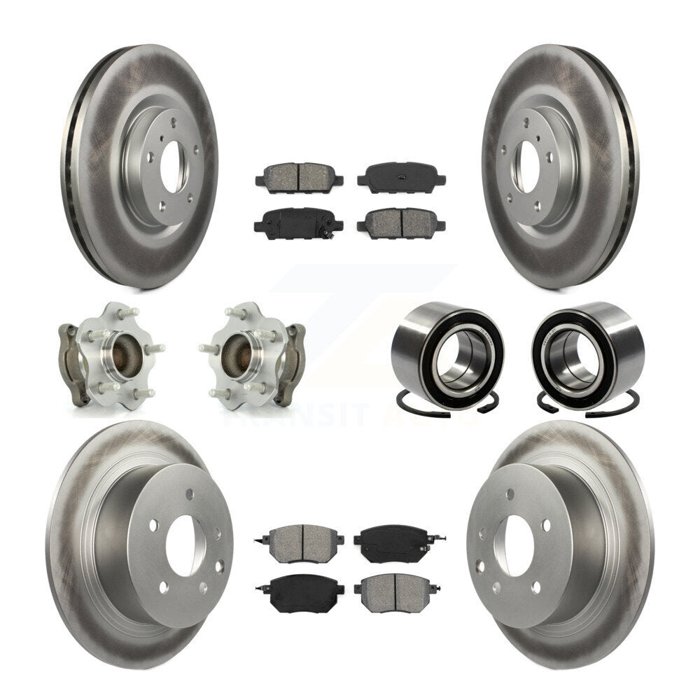 Hub Bearing Coat Brake Rotor Pads Front Rear Kit (10Pc) For Nissan Altima Maxima