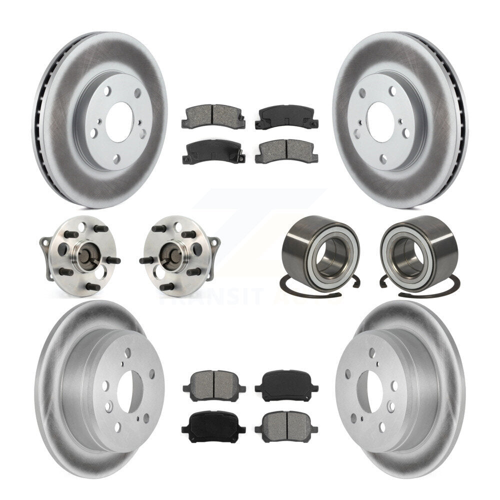 Hub Bearing Coated Brake Rotor Pad Front Rear Kit (10Pc) For Toyota Camry Solara