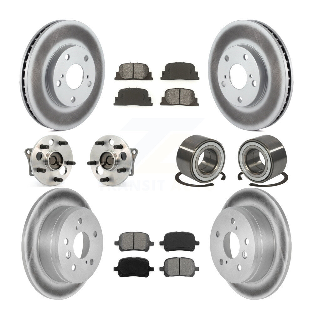 Hub Bearing Coated Brake Rotor Pads Front Rear Kit (10Pc) For Toyota Camry Lexus
