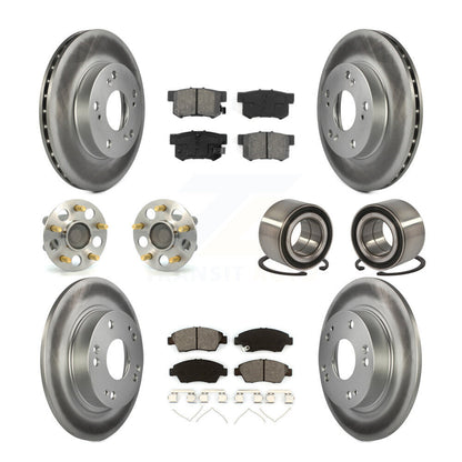 Hub Bearing Coated Disc Brake Rotor & Pads Front Rear Kit (10Pc) For Honda Civic