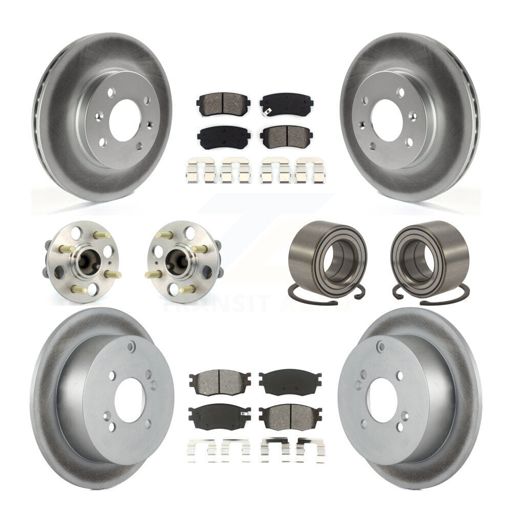 Hub Bearing Coated Brake Rotor Pads Front Rear Kit (10Pc) For Hyundai Accent Kia