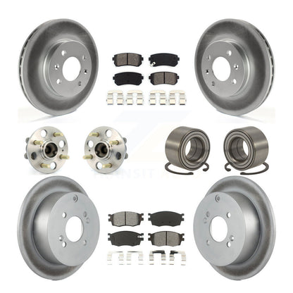 Hub Bearing Coated Brake Rotor Pads Front Rear Kit (10Pc) For Hyundai Accent Kia