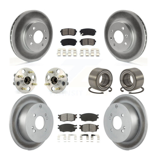 Hub Bearing Coated Brake Rotor Pads Front Rear Kit (10Pc) For Hyundai Accent Kia
