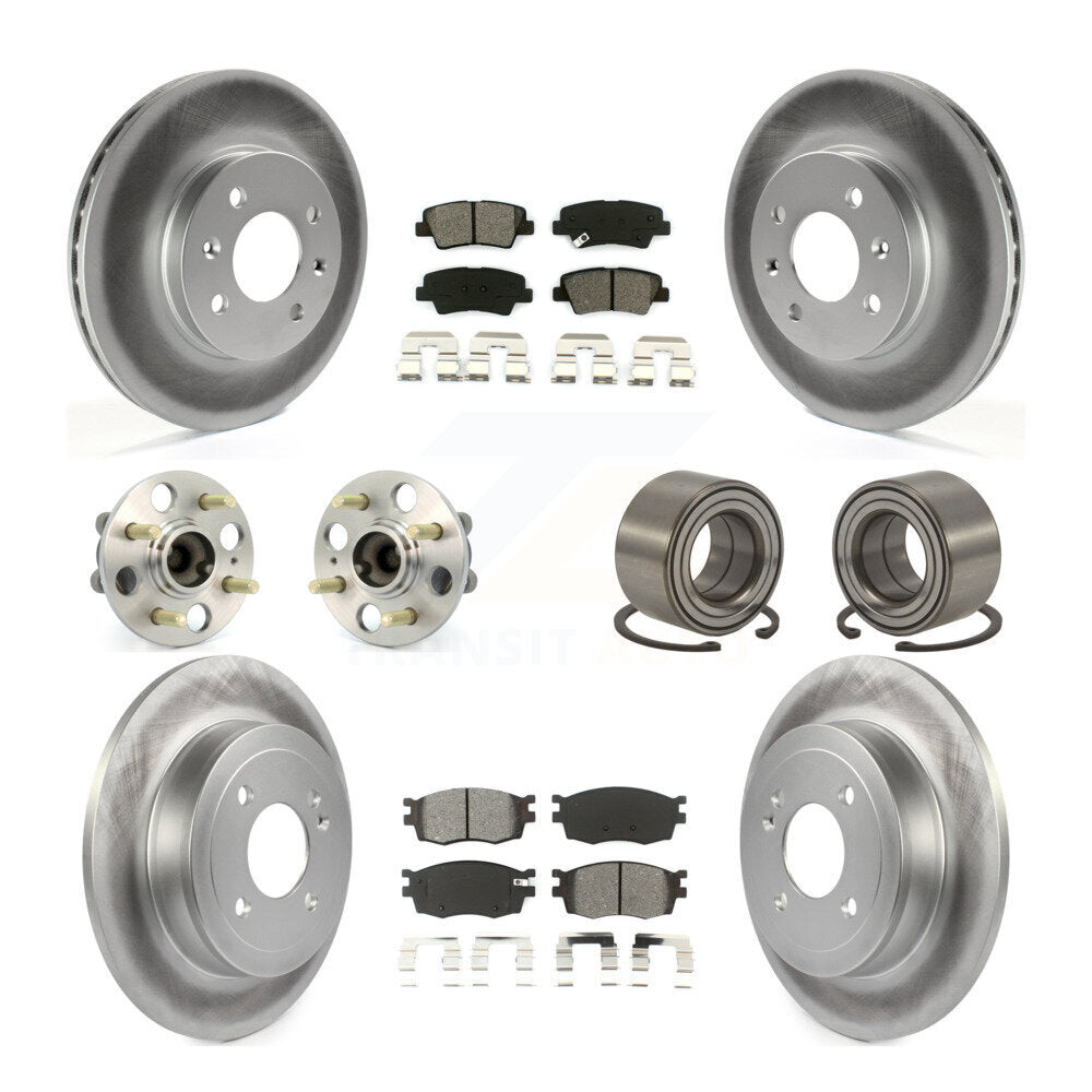 Hub Bearing Coated Disc Brake Rotor Pad Front Rear Kit (10Pc) For Hyundai Accent