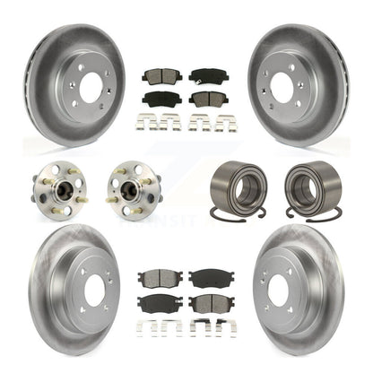 Hub Bearing Coated Disc Brake Rotor Pad Front Rear Kit (10Pc) For Hyundai Accent