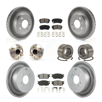 Hub Bearing Coated Brake Rotor Pads Front Rear Kit (10Pc) For Hyundai Accent Kia