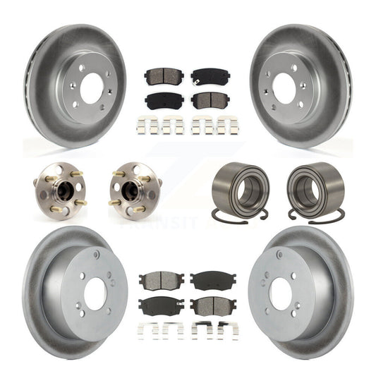 Hub Bearing Coated Brake Rotor Pads Front Rear Kit (10Pc) For Hyundai Accent Kia