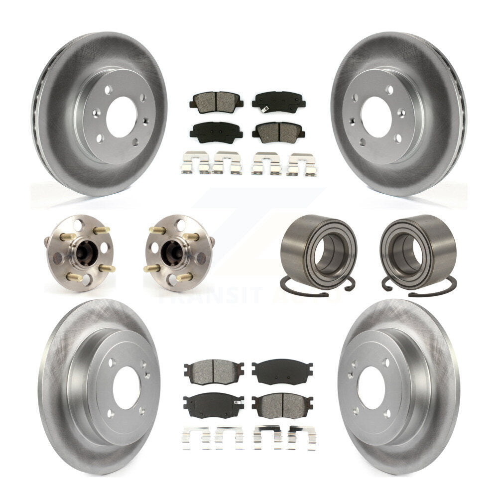 Hub Bearing Coated Disc Brake Rotor Pad Front Rear Kit (10Pc) For Hyundai Accent