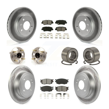 Hub Bearing Coated Disc Brake Rotor Pad Front Rear Kit (10Pc) For Hyundai Accent