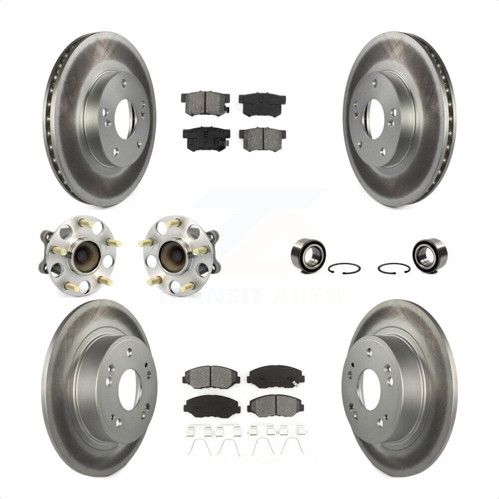 Hub Bearing Coated Disc Brake Rotor & Pad Front Rear Kit (10Pc) For Honda Accord