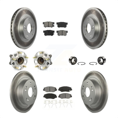 Hub Bearing Coated Disc Brake Rotor & Pad Front Rear Kit (10Pc) For Honda Accord
