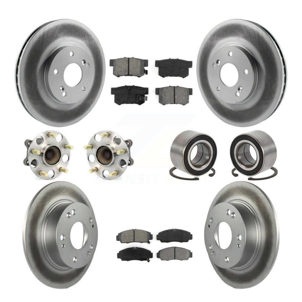 Hub Bearing Coated Brake Rotor Pad Front Rear Kit (10Pc) For 2004-2008 Acura TSX