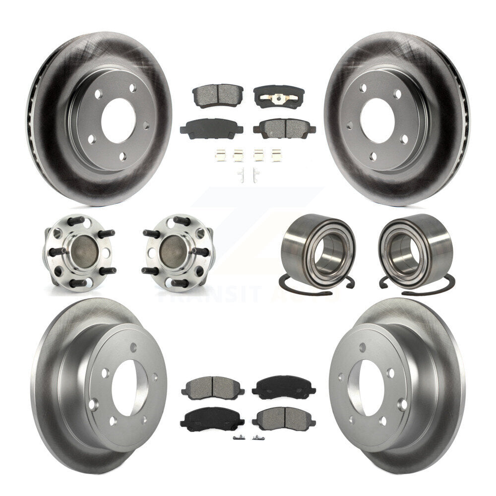 Hub Bearing Coated Disc Brake Rotor Pads Front Rear Kit (10Pc) For Dodge Caliber