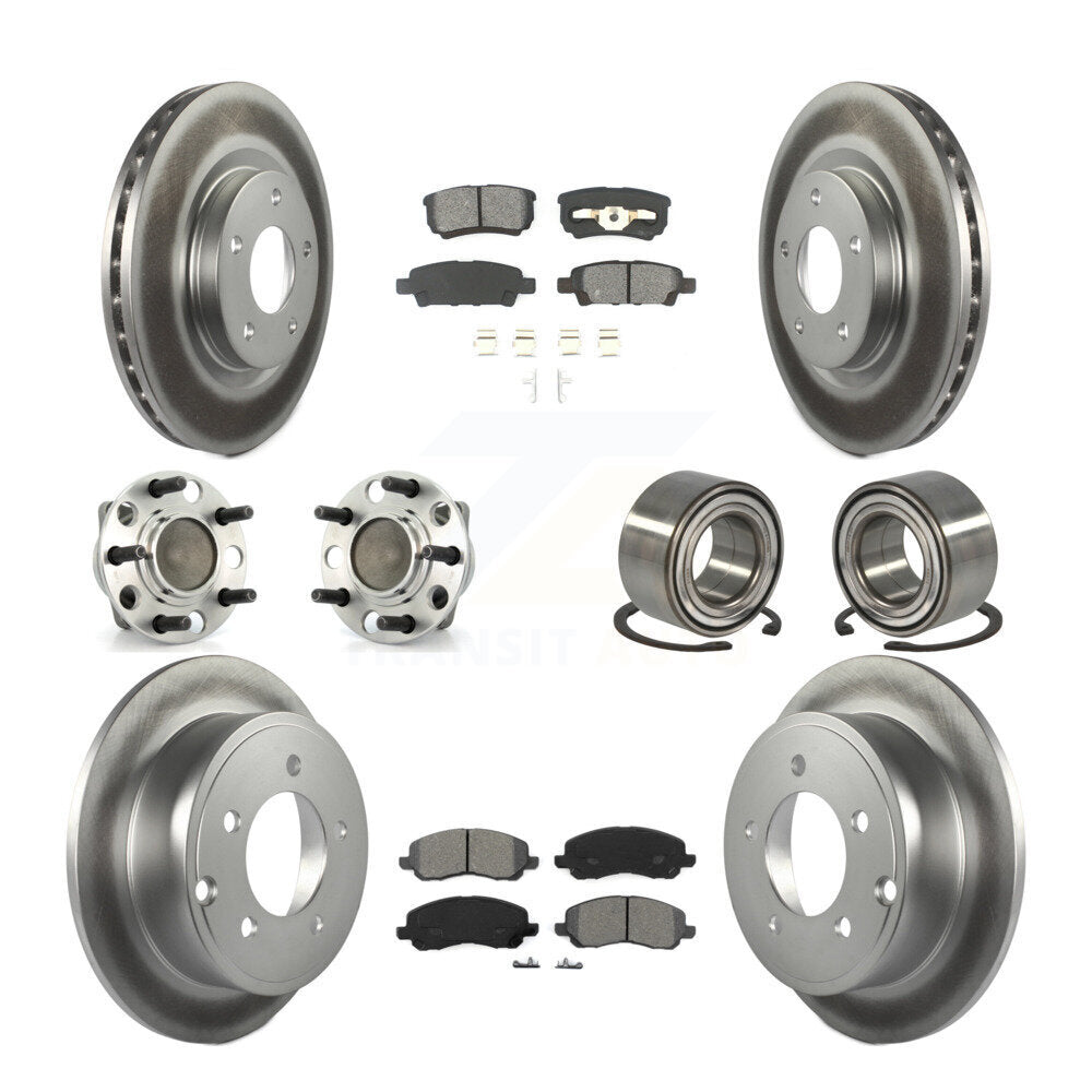 Hub Bearing Coated Disc Brake Rotor Pads Front Rear Kit (10Pc) For Dodge Caliber