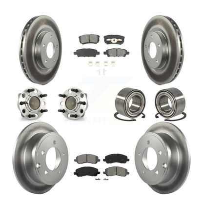 Hub Bearing Coated Disc Brake Rotor Pads Front Rear Kit (10Pc) For Dodge Caliber