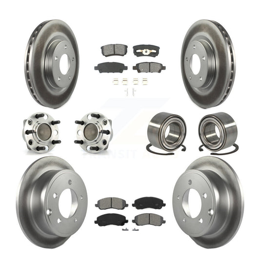 Hub Bearing Coated Disc Brake Rotor Pads Front Rear Kit (10Pc) For Dodge Caliber