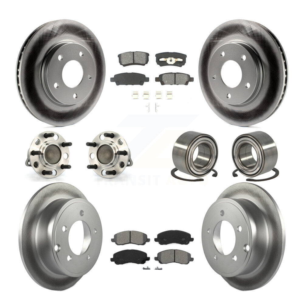 Hub Bearing Coated Disc Brake Rotor Pads Front Rear Kit (10Pc) For Dodge Caliber