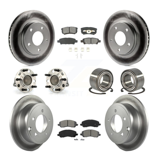Hub Bearing Coated Disc Brake Rotor Pads Front Rear Kit (10Pc) For Dodge Caliber