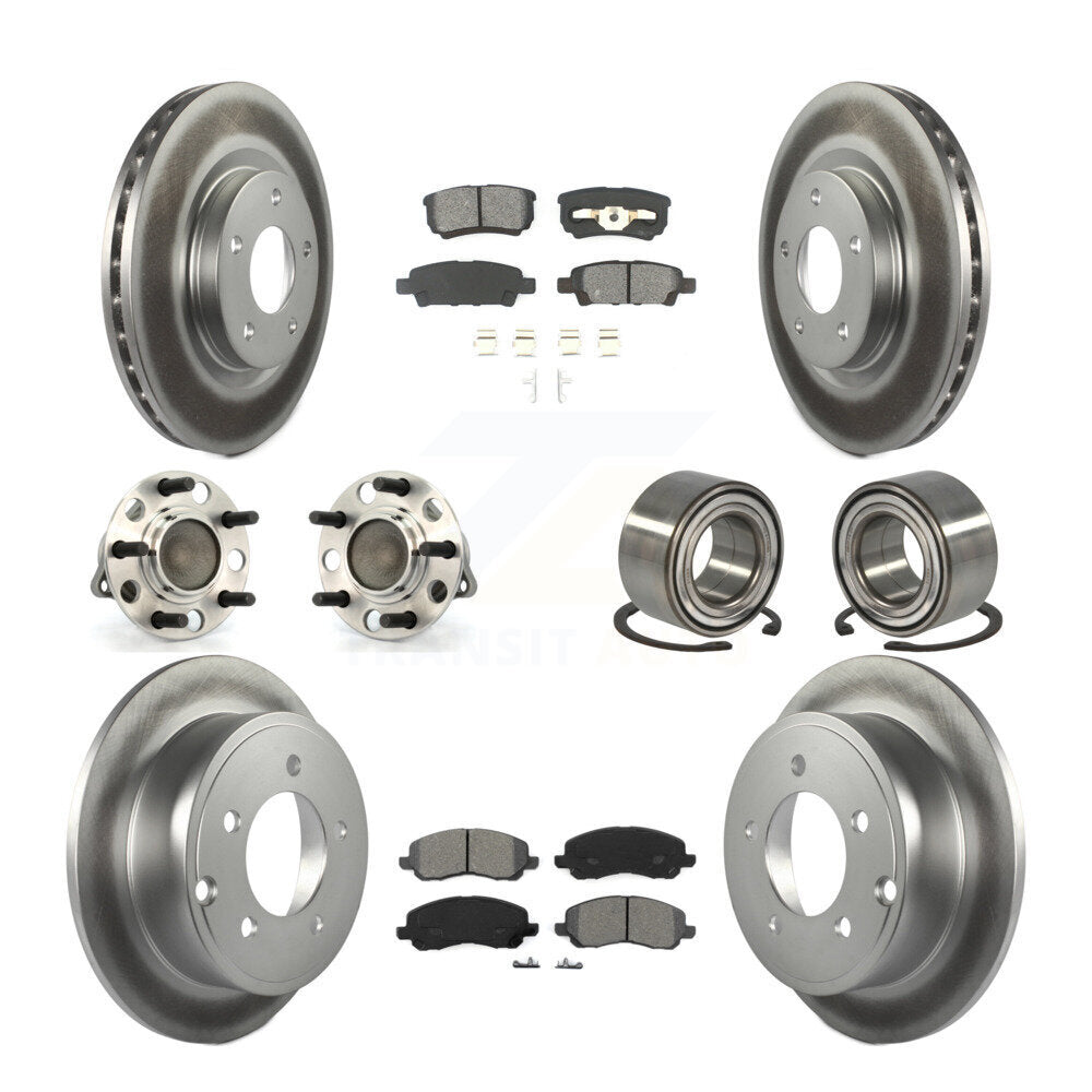 Hub Bearing Coat Brake Rotor Pads Front Rear Kit (10Pc) For Jeep Patriot Compass
