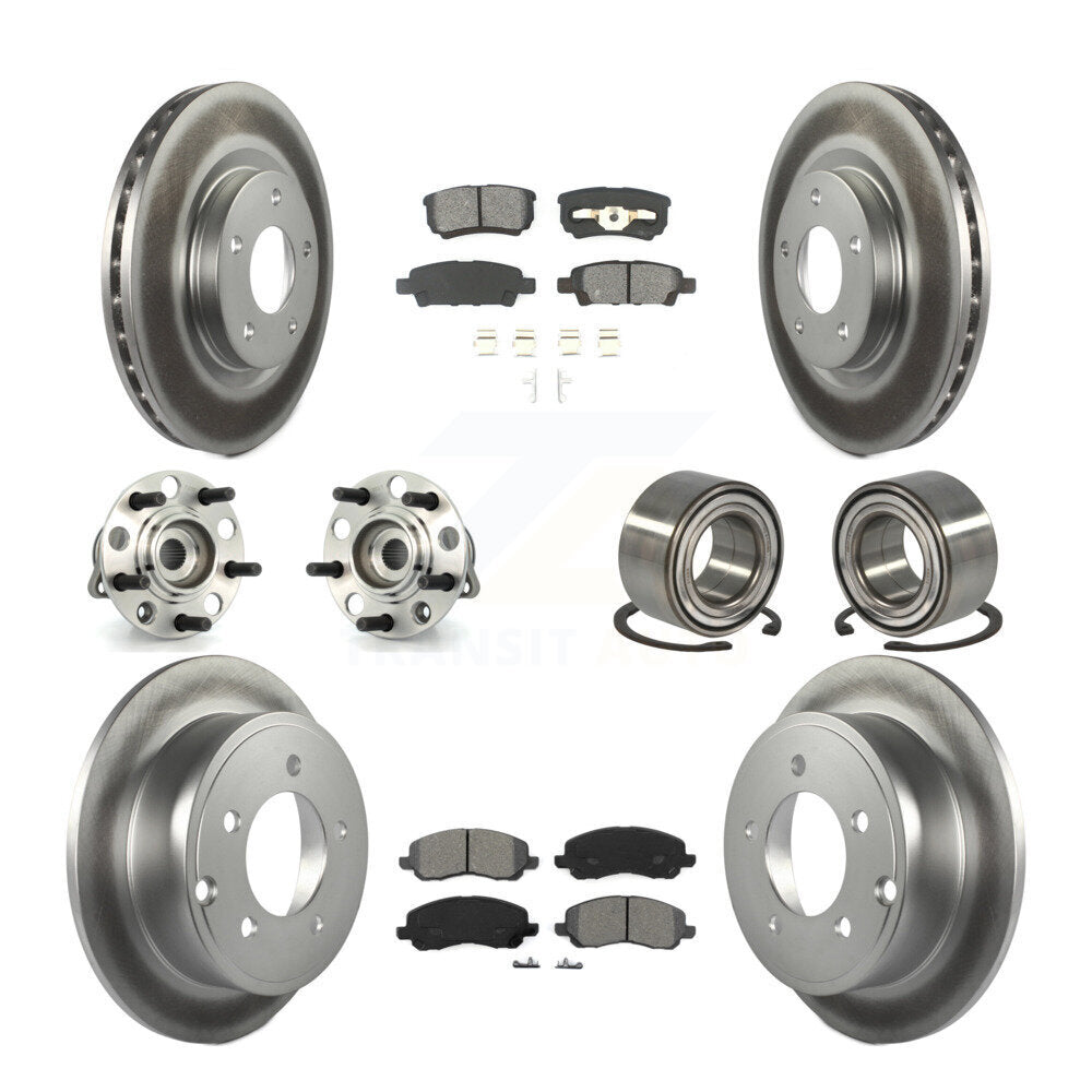 Hub Bearing Coat Brake Rotor Pads Front Rear Kit (10Pc) For Jeep Patriot Compass