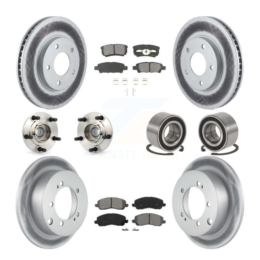Hub Bearing Coated Brake Rotor & Pad Front Rear Kit (10Pc) For Mitsubishi Lancer