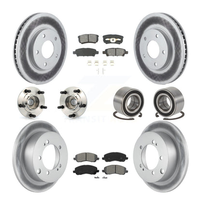 Hub Bearing Coated Brake Rotor & Pad Front Rear Kit (10Pc) For Mitsubishi Lancer