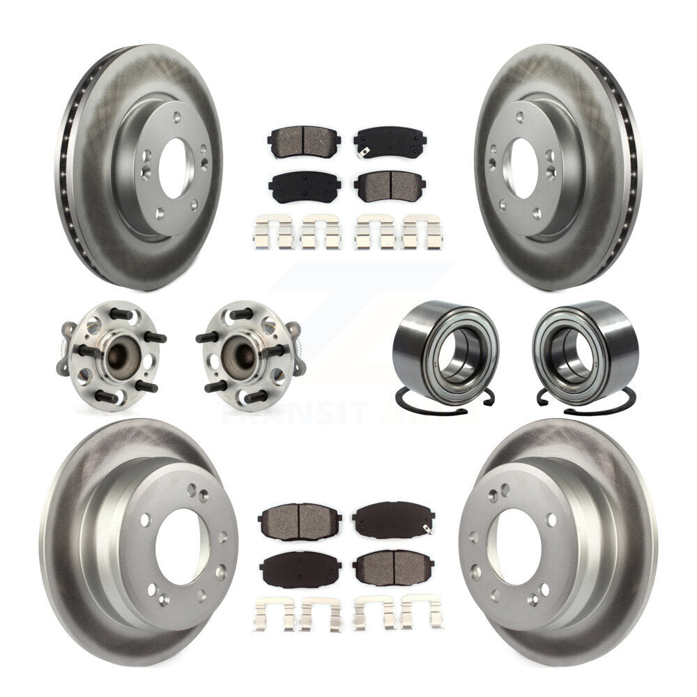 Hub Bearing Coated Brake Rotor And Pad Front Rear Kit (10Pc) For Hyundai Elantra