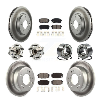 Hub Bearing Coated Brake Rotor And Pad Front Rear Kit (10Pc) For Hyundai Elantra