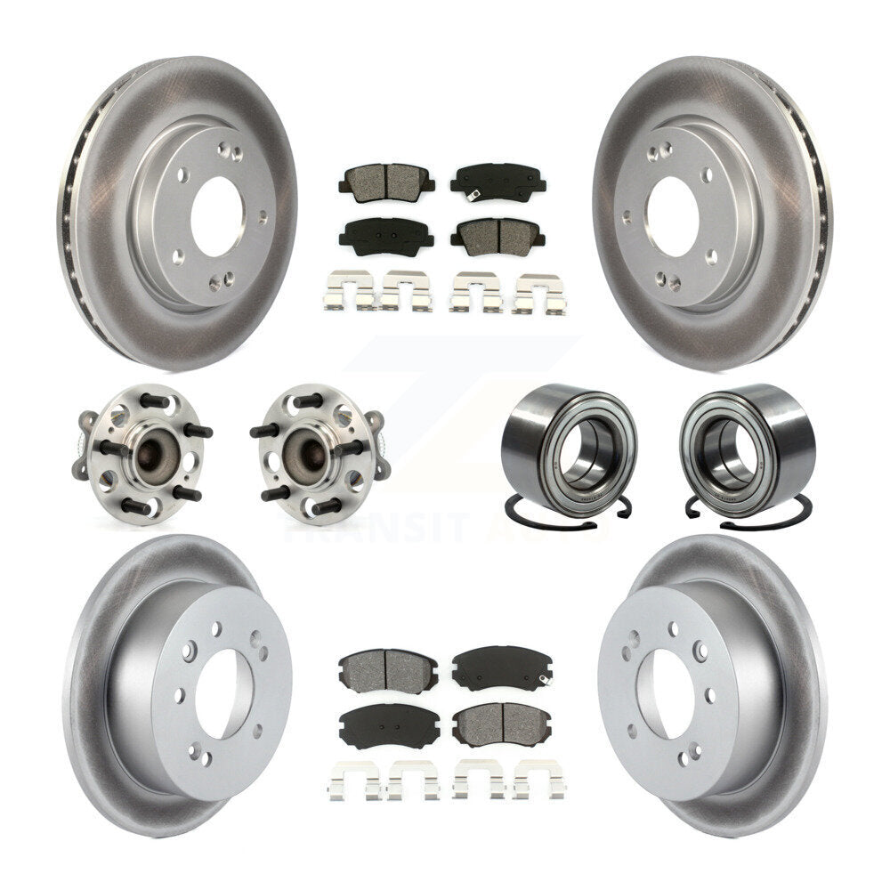Hub Bearing Coated Brake Rotor And Pad Front Rear Kit (10Pc) For Hyundai Elantra
