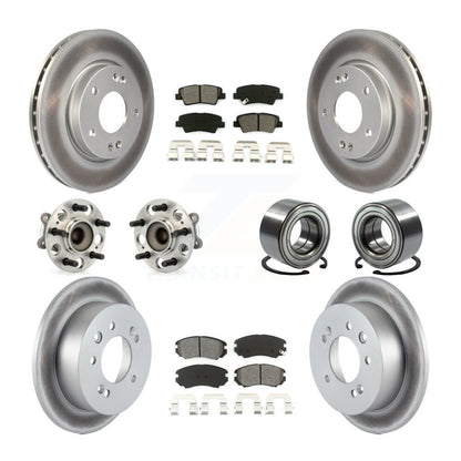 Hub Bearing Coated Brake Rotor And Pad Front Rear Kit (10Pc) For Hyundai Elantra