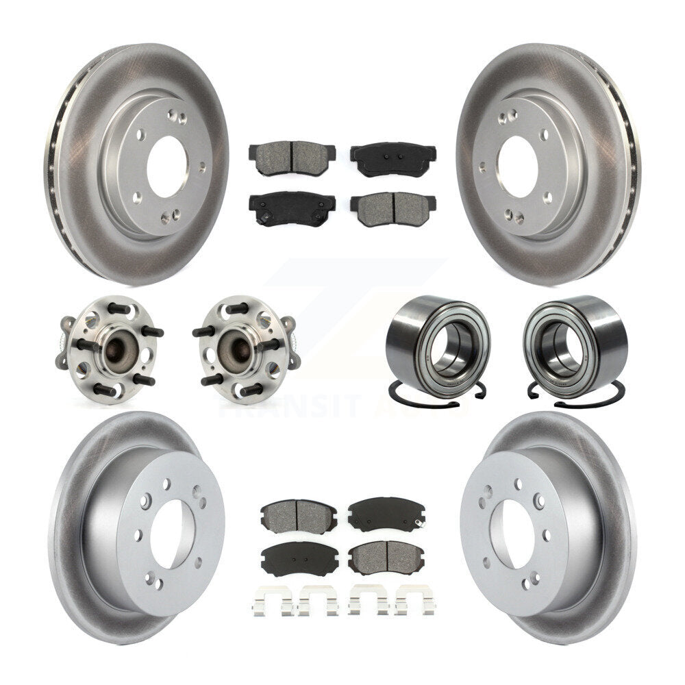 Hub Bearing Coated Brake Rotor And Pad Front Rear Kit (10Pc) For Hyundai Elantra