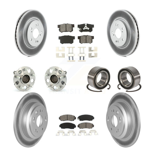 Hub Bearing Coated Brake Rotor & Pads Front Rear Kit (10Pc) For Honda Accord FWD