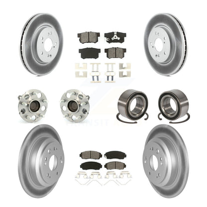 Hub Bearing Coated Brake Rotor Pad Front Rear Kit (10Pc) For Honda Crosstour FWD