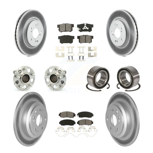 Hub Bearing Coated Brake Rotor Pad Front Rear Kit (10Pc) For Honda Crosstour FWD