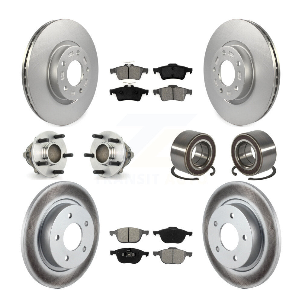 Hub Bearing Coated Disc Brake Rotor Pads Front Rear Kit (10Pc) For Mazda 3 Sport