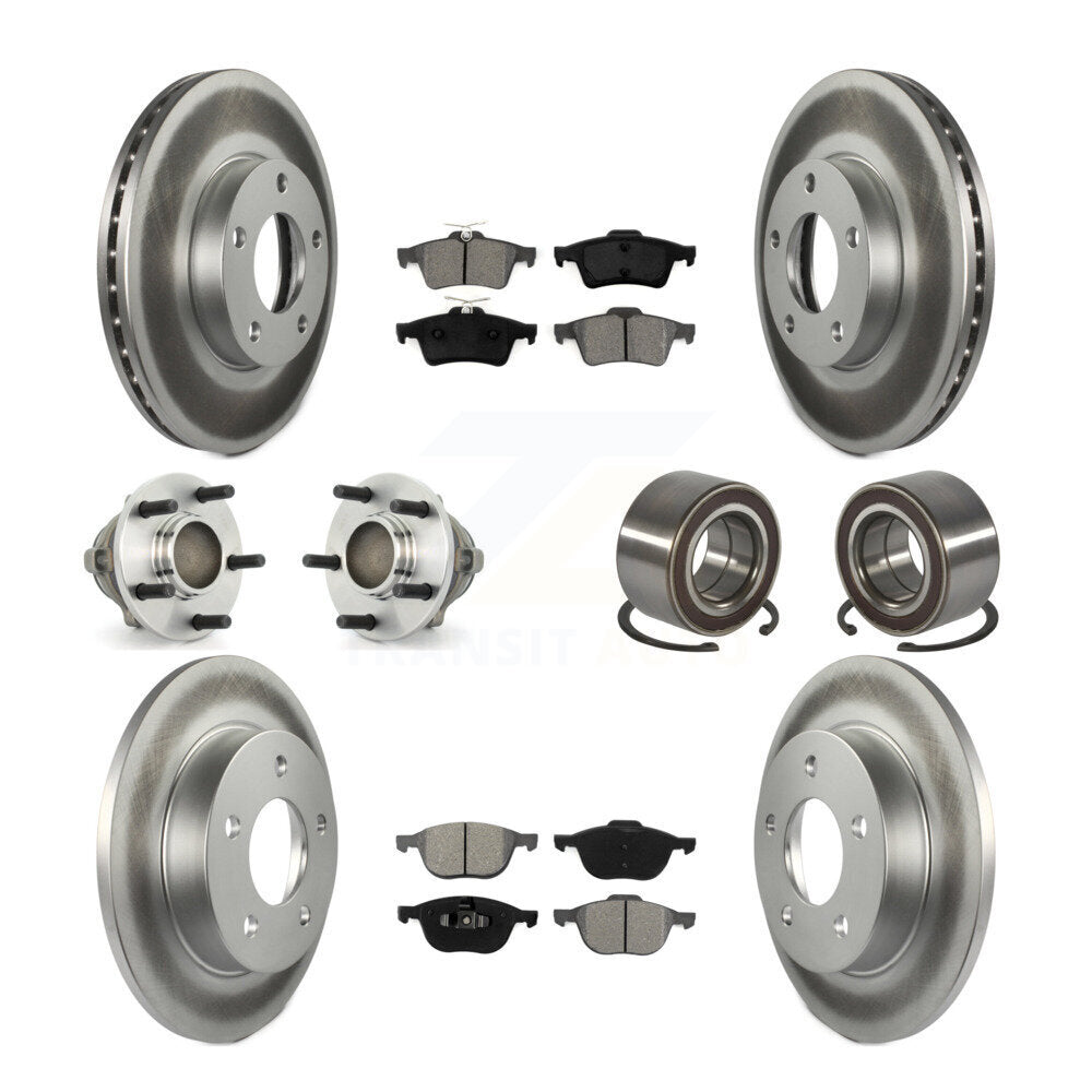 Hub Bearing Coated Disc Brake Rotor Pads Front Rear Kit (10Pc) For Mazda 3 Sport