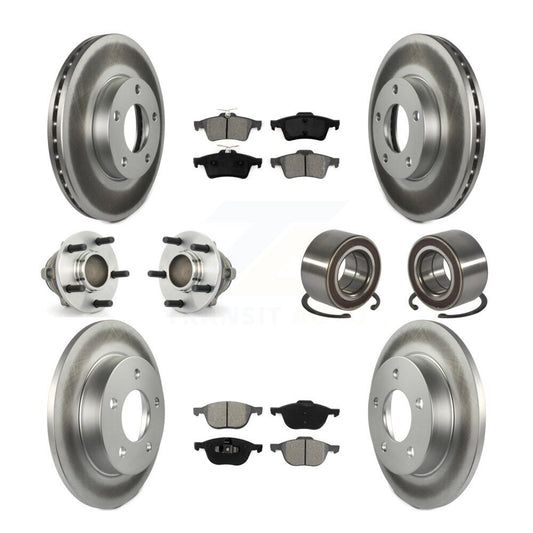 Hub Bearing Coated Disc Brake Rotor Pads Front Rear Kit (10Pc) For Mazda 3 Sport