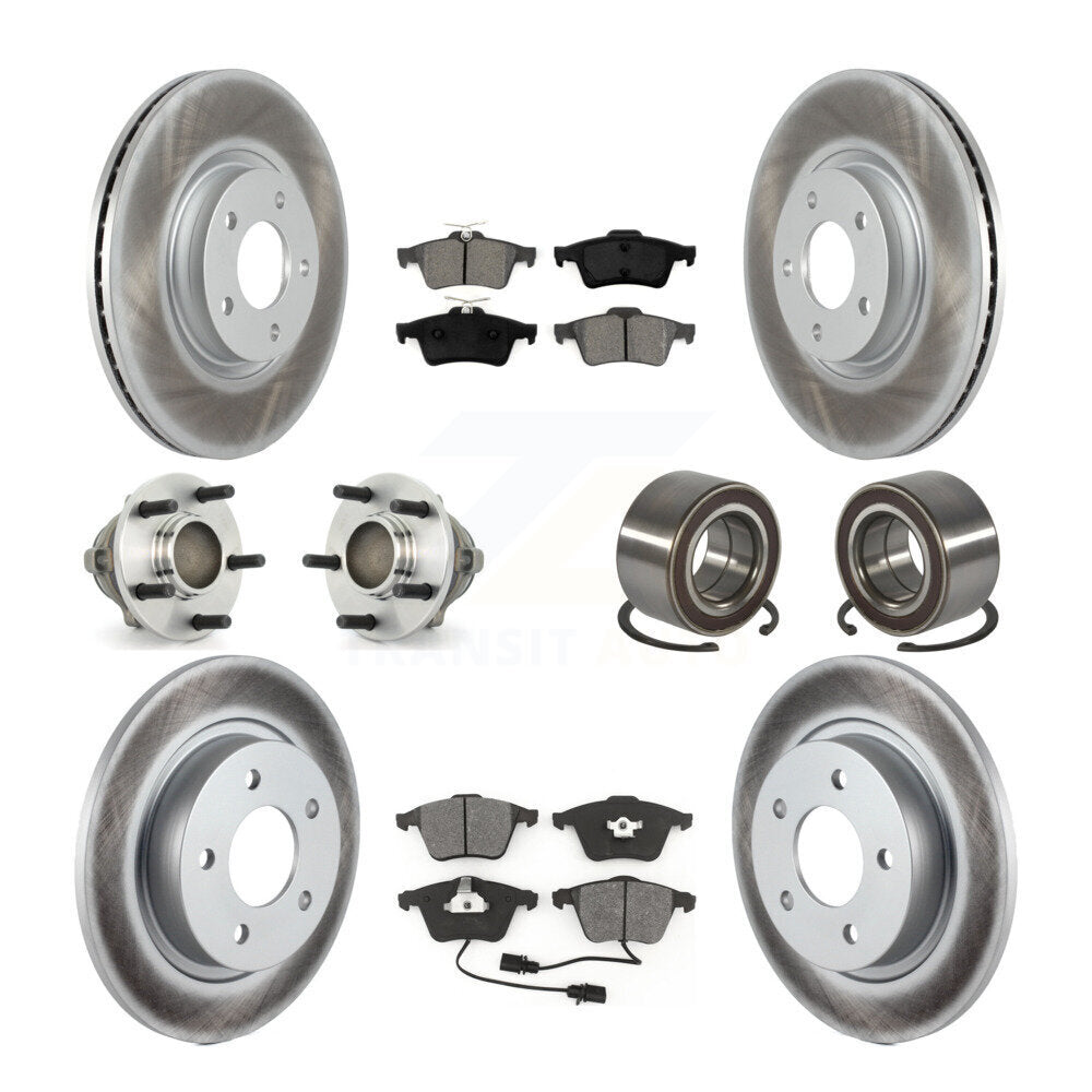 Hub Bearings Coated Disc Brake Rotors And Pads Front Rear Kit (10Pc) For Mazda 3