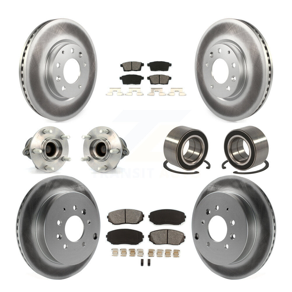 Hub Bearing Coat Brake Rotor Pads Front Rear Kit (10Pc) For 07-12 Mazda CX-7 FWD