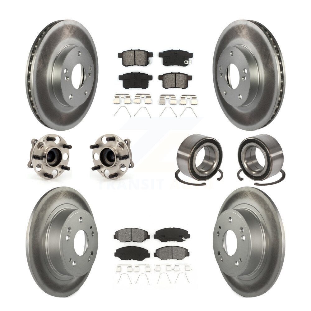 Hub Bearing Coated Disc Brake Rotor & Pad Front Rear Kit (10Pc) For Honda Accord