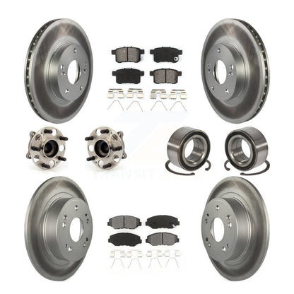 Hub Bearing Coated Disc Brake Rotor & Pad Front Rear Kit (10Pc) For Honda Accord