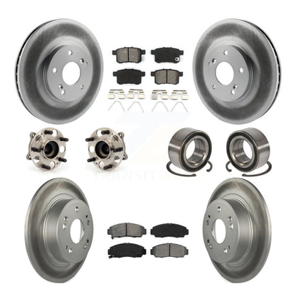 Hub Bearing Coated Brake Rotor Pads Front Rear Kit (10Pc) For Honda Accord Acura